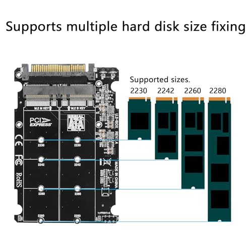 GINTOOYUN 2 in 1 Combo M.2 NVME/NGFF to U.2(SFF-8639) Adapter Card M.2 PCI-E NVME (M Key)/M.2 SATA NGFF (B Key) to U.2(SFF-8639) Solid State Drive Box (NGFF Slot Cannot Be Used Alone) by GINTOOYUN - Image 5