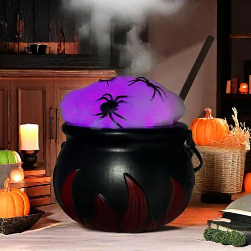 Caldero negro Halloween de diseño clásico con iluminación interior integrada 8