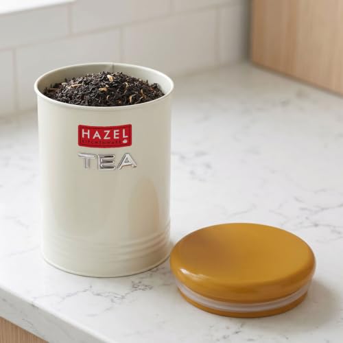 Image of HAZEL Tea Storage Container with Lid | Metal Kitchen Airtight Jar for Tea Leaves