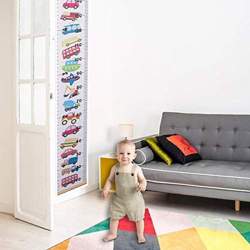 Miniatura 4 de Tomedeks Tallímetro Para Niños, Tallímetro De Madera Con Tabla De Altura Colgante Desplazable, Decoración De Pared Para Jardín De Infantes Y Dormitorio, 7.87 X 76.8 Pulgadas Patrón De Coche