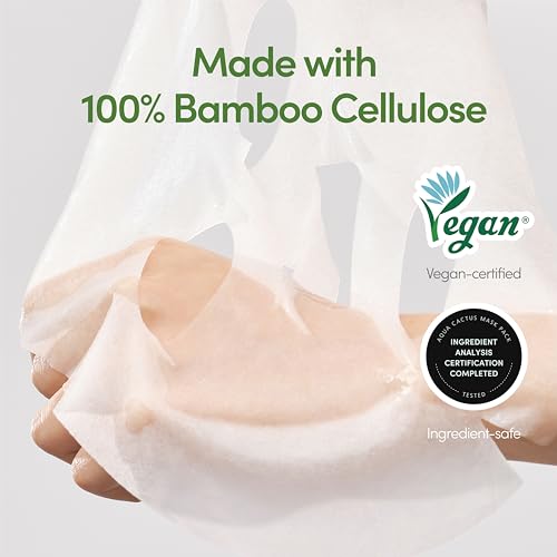 LAGOM Aqua Cactus Mask Pack- 5 Facial Sheet, Moisture Recharge, Cool Heated Skin, Red Sensitive Skin, Korean Skincare (0.91fl oz x 5 sheets) - Thumbnail 4