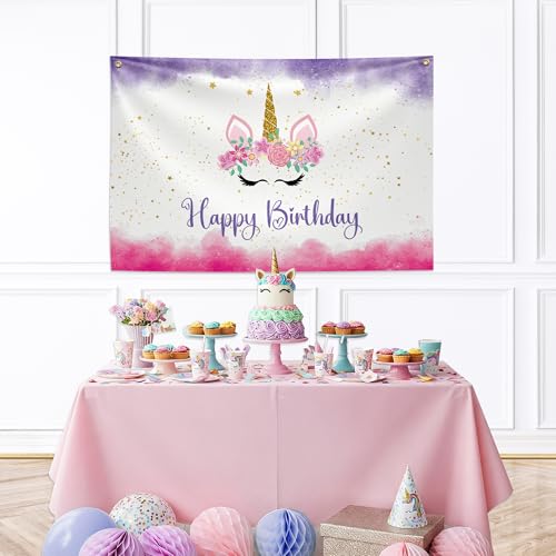 Image of SpecialYou.in Unicorn Birthday Decoration Kit For Girls With Foil Balloon Set, Unicorn Pastel Backdrop For Decor And Purple, Pink, White Balloons, Birthday Decor- 54 Items, 54 Pcs