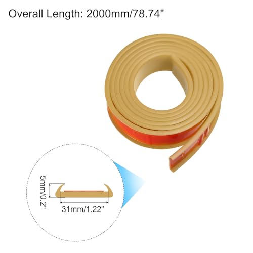 Image of uxcell U Shape Furniture Edge Banding, 2M Self Adhesive Flexible Edging Trim, 5x30mm TPE Edge Guards for Cabinets Furniture Repair Restoration, Beige