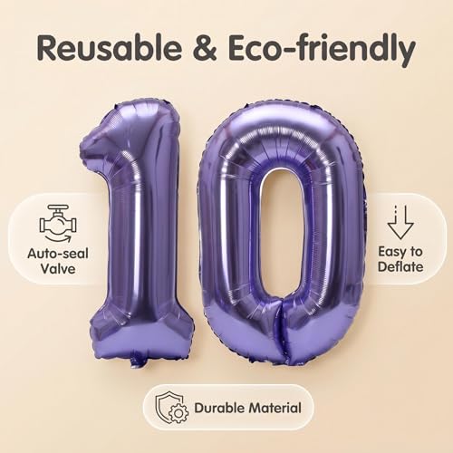 Image of YPSelected 32 Inch Large Foil Helium Number Balloon Birthday Wedding Party 0-9 (Purple, 0)