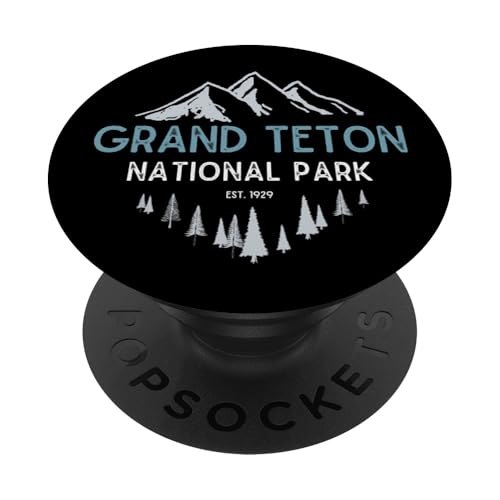 Grand Teton National Park Est 1929 Vintage National Park WY PopSockets PopGrip Adhesivo