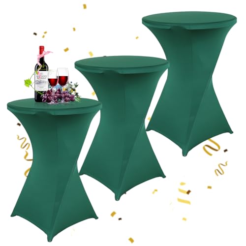 KAYBTNT Lot de 3 Housse Mange Debout 80x110cm, Vert Nappe de Table Haute en Spandex pour Bistro, Mariage, Bar, Hôtel, Banquet, Cocktail