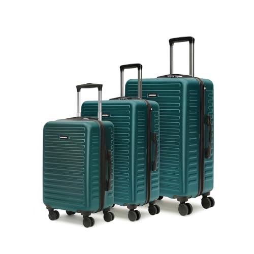 Image of Assembly Trolley Bag Set of 3 with TSA Locks & Enhanced Protection, Complete Polycarbonate Hard Shell Trolley Bag Collection for Adventure Travel, Green, 20+24+28 Inch