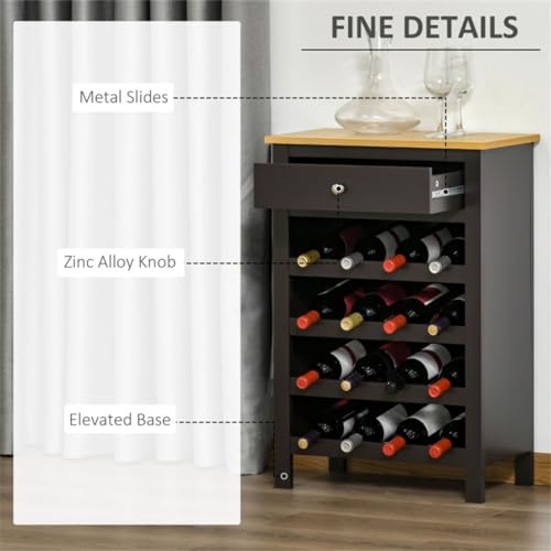 Soporte para 16 botellas de vino con mesa y cajón miniatura 4