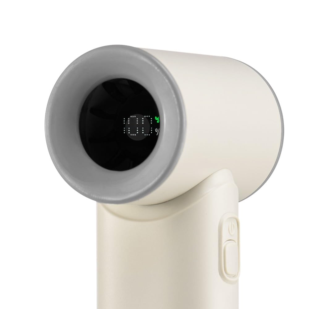 wonderlamp - Ventilatore a mano Chill bianco, 5 velocità, display LED, motore silenzioso e batteria ricaricabile – Mini ventilatore portatile per ufficio e viaggi