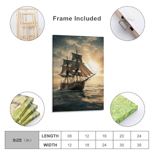 Bateau à voile affiche sur toile pour déco salon moderne - 2