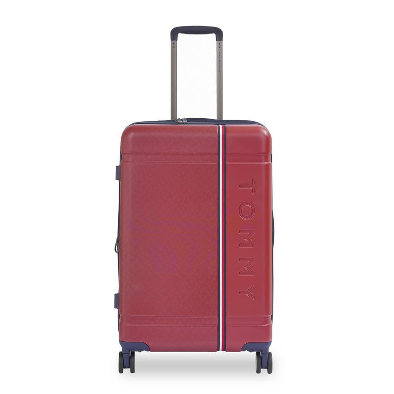 Image of TOMMY HILFIGER Millennia Mid Hard Luggage - Red |Check-in Trolley Bag with TSA Lock | 360 Spinner Double Wheels | Telescopic Handle | Polycarbonate Hardshell Suitcase | 60L Capacity | 68cm