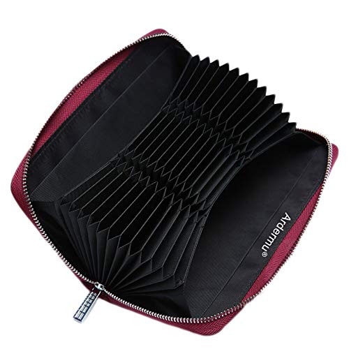 Titular De La Tarjeta De Crédito De Gran Capacidad 36 Ranuras Zip Alrededor De La Billetera De Cuero - Bloqueo RFID