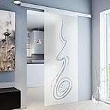 inova Glas-Schiebetür 755x2035mm Curved Zimmertür Innentür Komplettset mit Laufschiene & Glastür, Griffmuschel