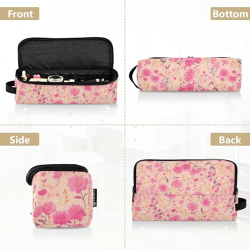 Bolsa de viaje para herramientas de cabello con flores pequeñas rosas y tapete resistente al calor miniatura 5
