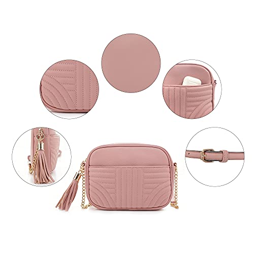 Image of EVVE Quilted Crossbody Bags for Women - Stylish Camera Bag with Tassel - Lightweight Medium Size Shoulder Purse