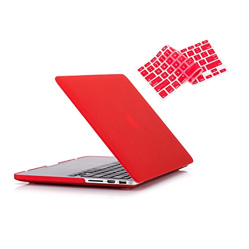RUBAN Case Compatible with MacBook Pro 13 inch 2015 2014 2013 2012 (A1502 & A1425 Models), Plastic Hard Shell Case & Keyboard Cover for Old Version MacBook Pro Retina 13 Inch, Red