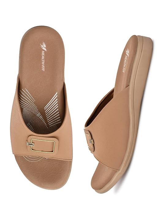 Image of HEALTH FIT EXTRA SOFT Women's Comfortable Memory Foam Doctor Slippers /Flip-Flops|Fashionable Casual & Stylish|Lightweight & Breathable|Outdoor Synthetic Casual Chappals Sandals Ladies & Girls HF27