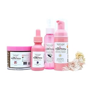 The Kitty Kit – Ultimate Feminine Hygiene Care Kit | Complete 7 Peice Kit – Tavel Sized Feminine Wash, Yoni Oil, Brown Sugar Scrub, Probiotic Panty Spray, Care Guide, Exfoliating Glove & Aloe Wipes
