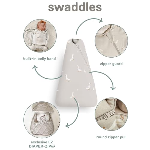 Image of GUNAMUNA Baby Swaddle Sleep Sack, Ultra-Soft Fabric, WONDERZiP for Easy Changes, Arms In or Out, 0.5 TOG