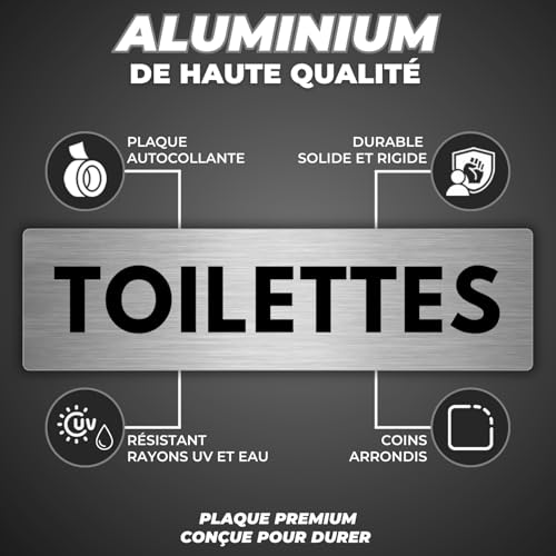 LEIASA | Selbstklebendes Schild für Toiletten, Männer und Frauen – 5 x 18 cm – Dicke 0,8 mm – Aluminium – Sanitärprodukte für Männer und Frauen – Schild für gemeinsame Dienste – Uni-WC-Signal