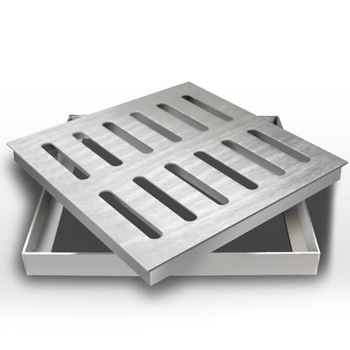Rejilla de drenaje para exteriores para superficies pavimentadas, cubierta de drenaje cuadrada de acero inoxidable 304 de 20 x 20 pulgadas, colador de drenaje duradero para patios y patios, solución