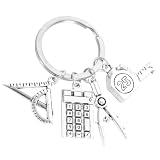 HINTRMENT Llaveros decorativos con brújula y calculadora de aleación, diseño creativo para profesores, colgante resistente para mochilas