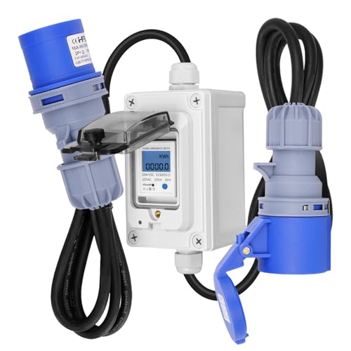 CHENGPI Compteur électrique Numérique Mobile avec Prise CEE pour Camping - Cars,Véhicules électriques,Campings ou les Cmpteurs à LED Industriels