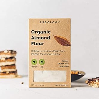 Erbology Organic Almond Flour 300g - Gluten-Free - Small Batch - Perfect for Homemade Almond Milk - Sustainably Straight from Farm - Non-GMO