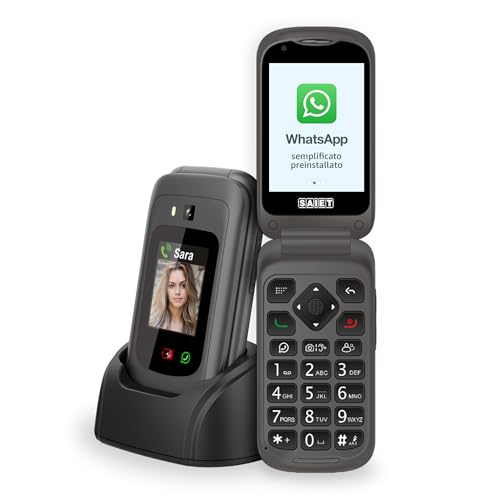 SAIET - Link 4 Cellulare Smart Senior - Telefono Per Anziani 4G e Bluetooth -Tasti e Lettere Grandi - Smartphone con Whatsapp e SOS
