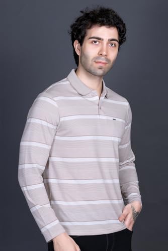 Image of Full Sleeve Polo T Shirt for Men Cotton with Pocket and Collar - Regular Fit Tshirt