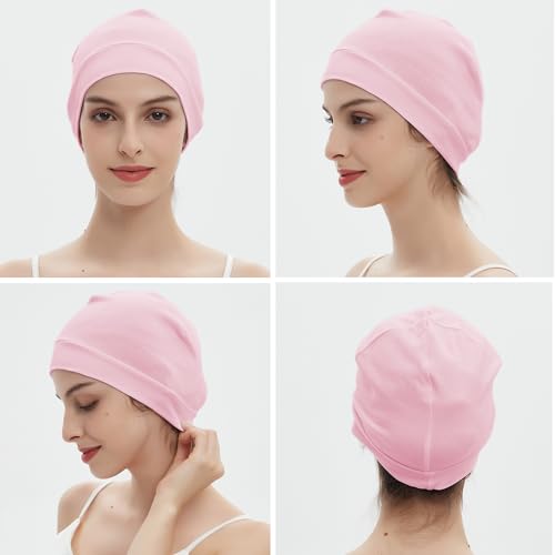 Image of vidsel 100% Cotton Skull Caps Beanie Night Cap Sleep Hats for Men Women | Breathable,Soft,Lightweight Skully Cap,Running Beanie Cycling Helmet Liner,Wicking Head Cover,CPAP Chemo Bald Cap