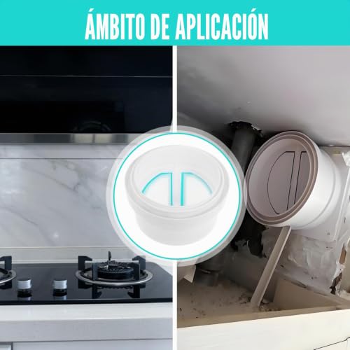 Miniatura 9 de Collbath Válvula De Retención Para Campana Extractora 150-180 Mm, Pvc Sellada Antiolor Y Anti-Reflujo, Tubo De Escape Cocina, Compatible Conductos, Dispositivo Unidireccional, Una Unidad