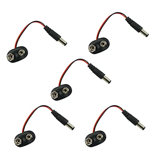Aihasd 5PCS DC 9V 10CM 5,5 * 2,1mm Bouton de la Batterie Fiche d'alimentation pour Arduino