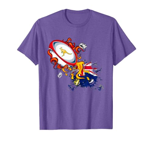 Australia Rugby, Wallabies Rugby Jersey, Australian Flag T-Shirt, Men, Purple Heather, 3X-Large
