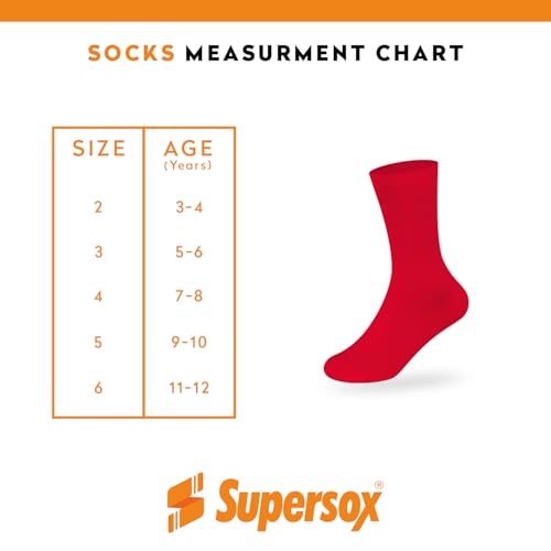 Image of Supersox Regular Length School Uniform Socks for Kids | Breathable Cotton | Anti-Odour & Moisture Absorbent | Durable Welt for All-Day Comfort | Red Colour | Pack of 5