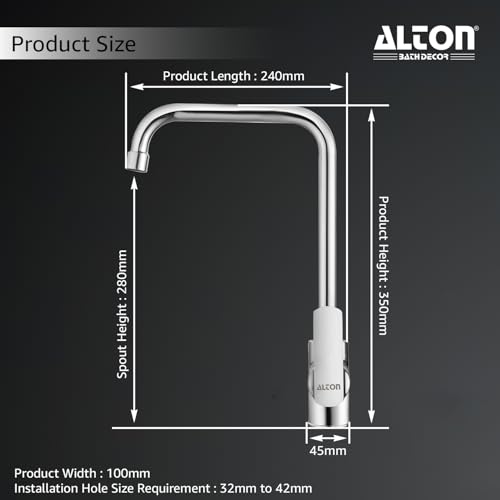 Image of ALTON FAM3455-UL, Single Lever Kitchen Sink Mixer with Swivel Spout | Kitchen Sink Tap | Faucet | Mixer