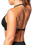 TZLDN Workout Backless Sports Bra for Women Removable Padded Strappy Low Impact Open Back Bras Gym Clothes Yoga Crop Tank Top #4Backless-Black, Small