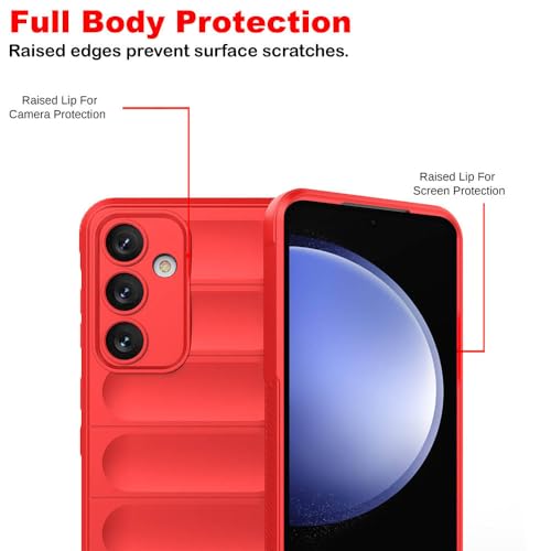 Image of amazon basics Mobile Cover for Samsung Galaxy S23 FE 5G | Full Camera Protection | Liquid Silicon Case | Flexible Bumper Case for Samsung Galaxy S23 FE 5G (Red)