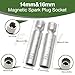 FiLwW 14mm&16mm Magnetic Spark Plug Socket, 360-degree Universal Joint 3/8-Inch Drive 12 Point Magnetic Swivel Socket Removal Tool Compatible with Motorcycle,Car,SUV