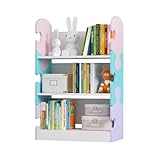 NACHES Bücherregal Kinder 3 Ablagefächern, Kinderregal, Kinder Aufbewahrungsregal Spielzeug-Organizer, für Kinderzimmer, 60x30x92cm(Macaronfarben Puzzle-Muster)