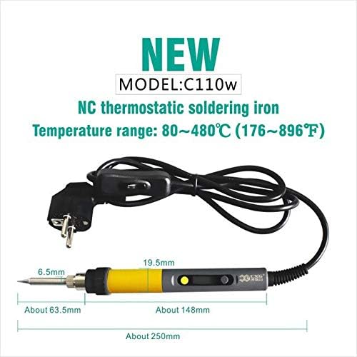 Soldering CXG EU/US/AU/UK 220V/110V C60W/C90W/C110W Solder Iron LCD Adjustable Temperature NCT Digital Display Electric Soldering Iron - (Power: 220V UK, Color: C110W)