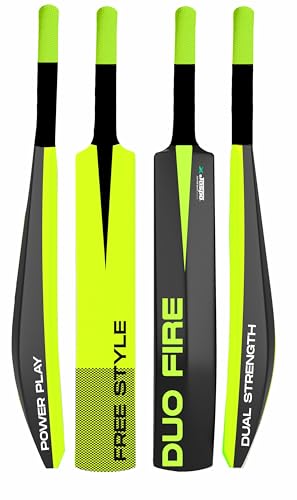 Image of Jaspo Fumes Premium Hard Plastic Tennis Cricket Full Size Bat (34 X 4.5 Inch) for All Age Groups (Slog Plus (Dual Color-Neon Black))