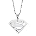 T-PERFECT LIFE 24 inch Chain Stainless Steel Superhero Pendant Necklace (Silver)