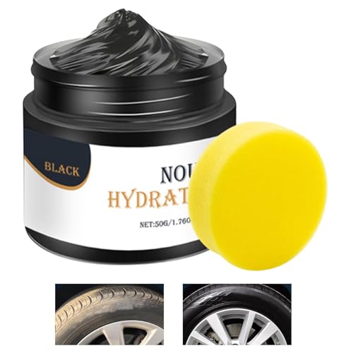 Car Tire Restorer and Dressing Wax 50g - Durable Tire Shine Rubber Conditioner & Protectant for Cars SUVs Trucks RVs Motorcycles Trailers - UV & Water Resistant Tire Care Polish