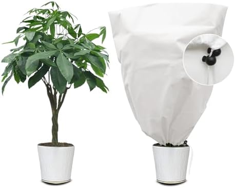 Kimgull 1 Stück Winterschutz für Pflanzen Frostschutz Schutzhülle Winterschutz Kübelpflanzensack mit Zugband, Wiederverwendbar Winter Pflanzenschutzsack Atmungsaktiv Reißfest 60x80