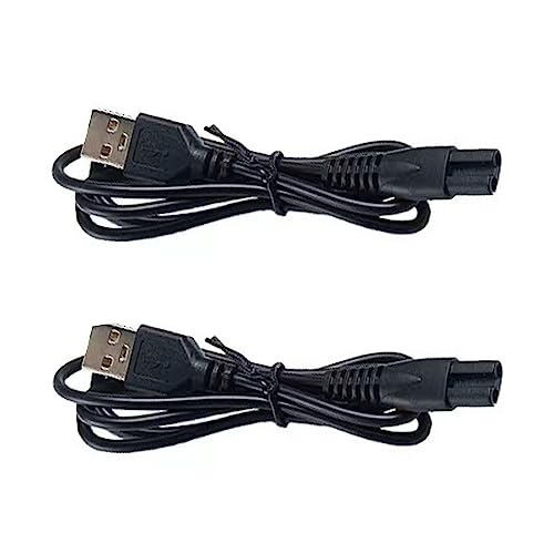 Pacote com 2 cabos de carregamento USB para barbeador elétrico masculino/feminino / aparador de cert