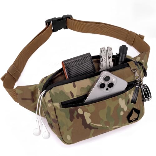 Image of HighSpeedDaddy Carry Fanny Pack - 500D Water-Resistant Nylon, Quick Access CCW Pocket, YKK AquaGuard Zippers, EDC Bag with Adjustable Waist (upto 49 inch), Everyday Carry for Men & Women - Multicam