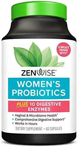 Zenwise Probiotics for Women – Probiotics + Prebiotic + Digestive Enzymes for Vaginal Health,Daily Gut Flora Health, and Gas, Bloating and Irregularity for Optimal Digestive Health Wellness (60 Count)