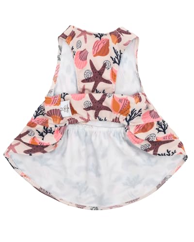 Image of CuteBone UPF50+ Dog Dresses for Small Dogs, Summer Sleeveless Deep V-Back Pet Dress with Big Bow, Breathable Swimwear Fabric, Cooling Stretchy Puppy Clothes for Outdoor Wedding Party Beach DV10L