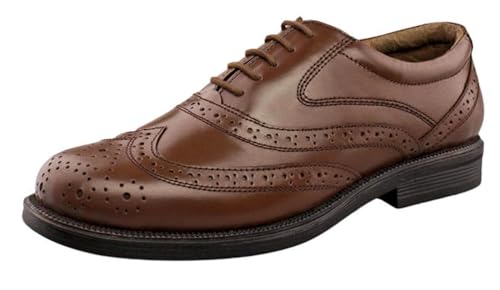 Amado Macario M963 Men's Wider Fit Leather Wing Caps Brogue Oxford Shoes Brown UK 11